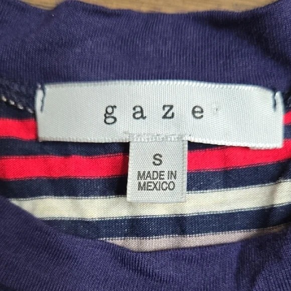 Gaze y2k 90s Style Striped Tee, Multicolored, Stretchy, Size‎ Small - Picture 3 of 4